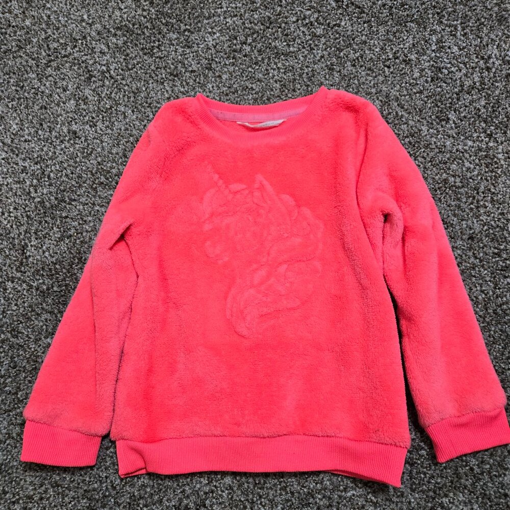 Unicorn fuzzy sweatshirt hot pink